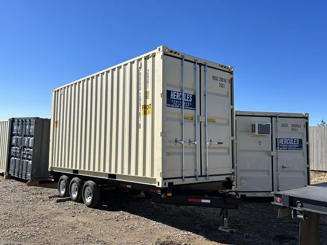 20-foot container positioned for delivery to a customer site in Southwest Colorado