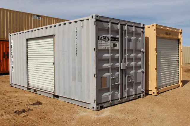 20-foot container positioned for delivery to a customer site in Southwest Colorado