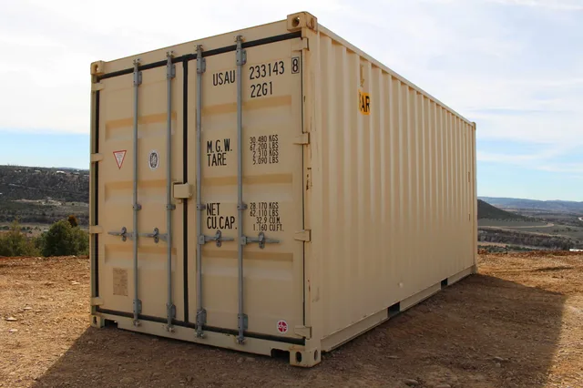 New one-trip 20-foot container with original paint and minimal wear