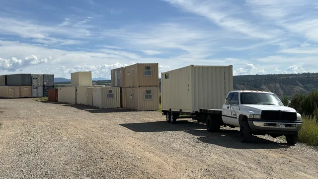 20-foot container showing secure locking hardware and steel construction