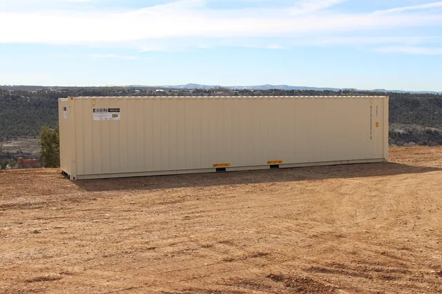 40-foot steel container showing the spacious interior through open doors