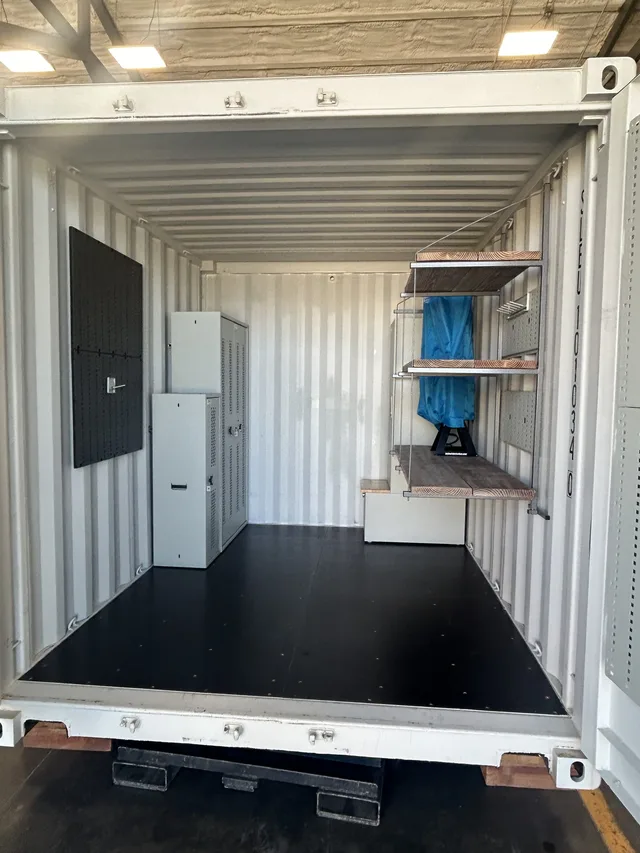 Rooftop modifications and waterproofing on a Gunfighter container
