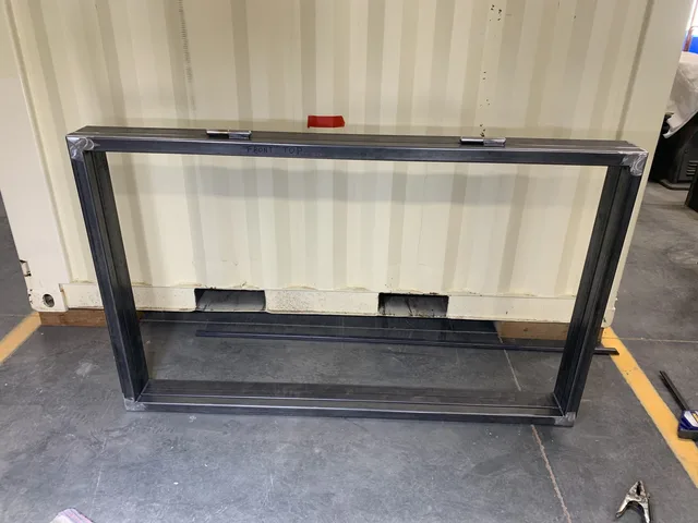 Container modification showing junction box and circuit breaker panel