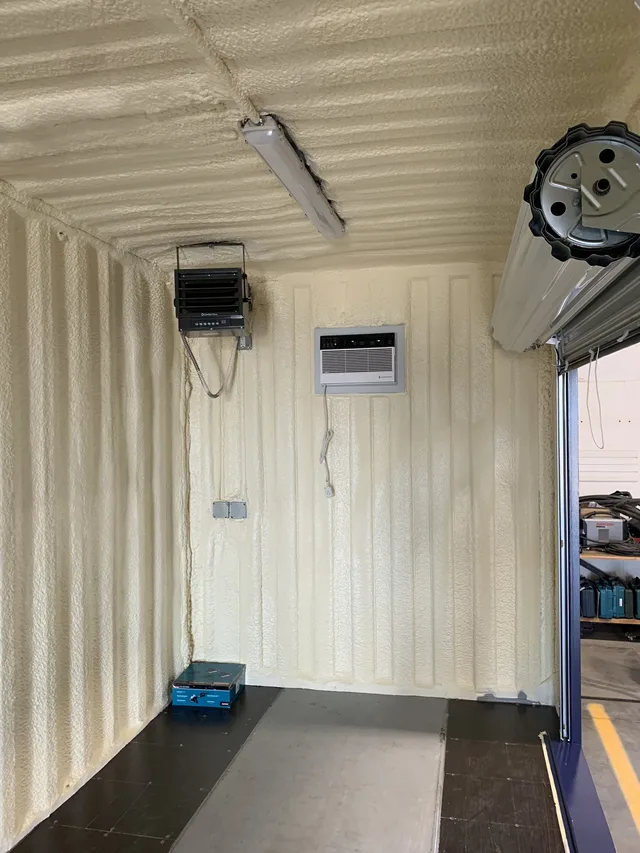 Container with added shelving and storage racks by Hercules