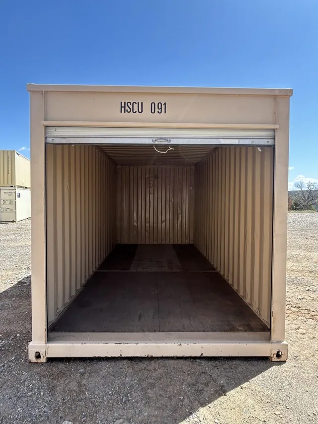 20-foot end roll-up door container delivered to a residential property
