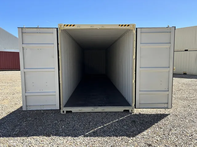 40-foot container loaded on a delivery truck for transport across the region