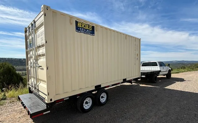 Standard container showing open cargo doors and clean interior