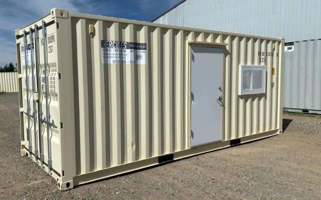 Container delivered and placed on a gravel pad at a rural property