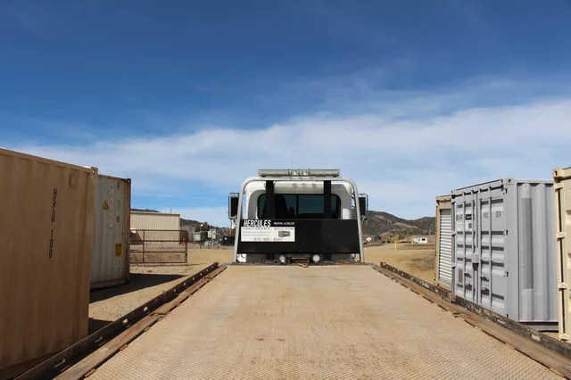 Hercules container on the lot showing different size options side by side