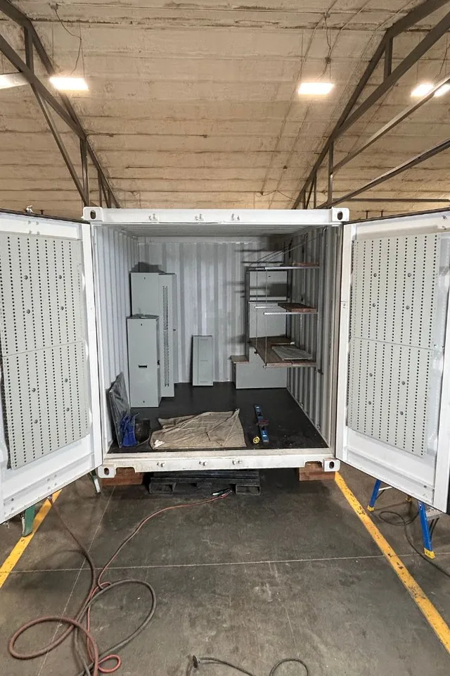 Completed shelving project showing organized tools and supplies