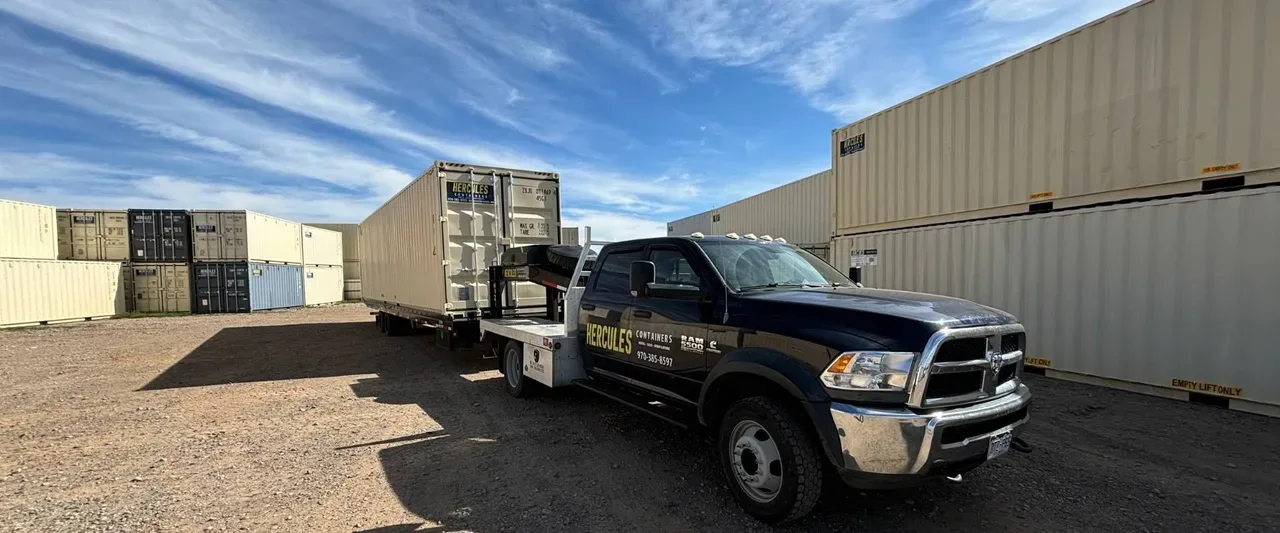 Hercules Containers yard with steel shipping containers in Durango, Colorado